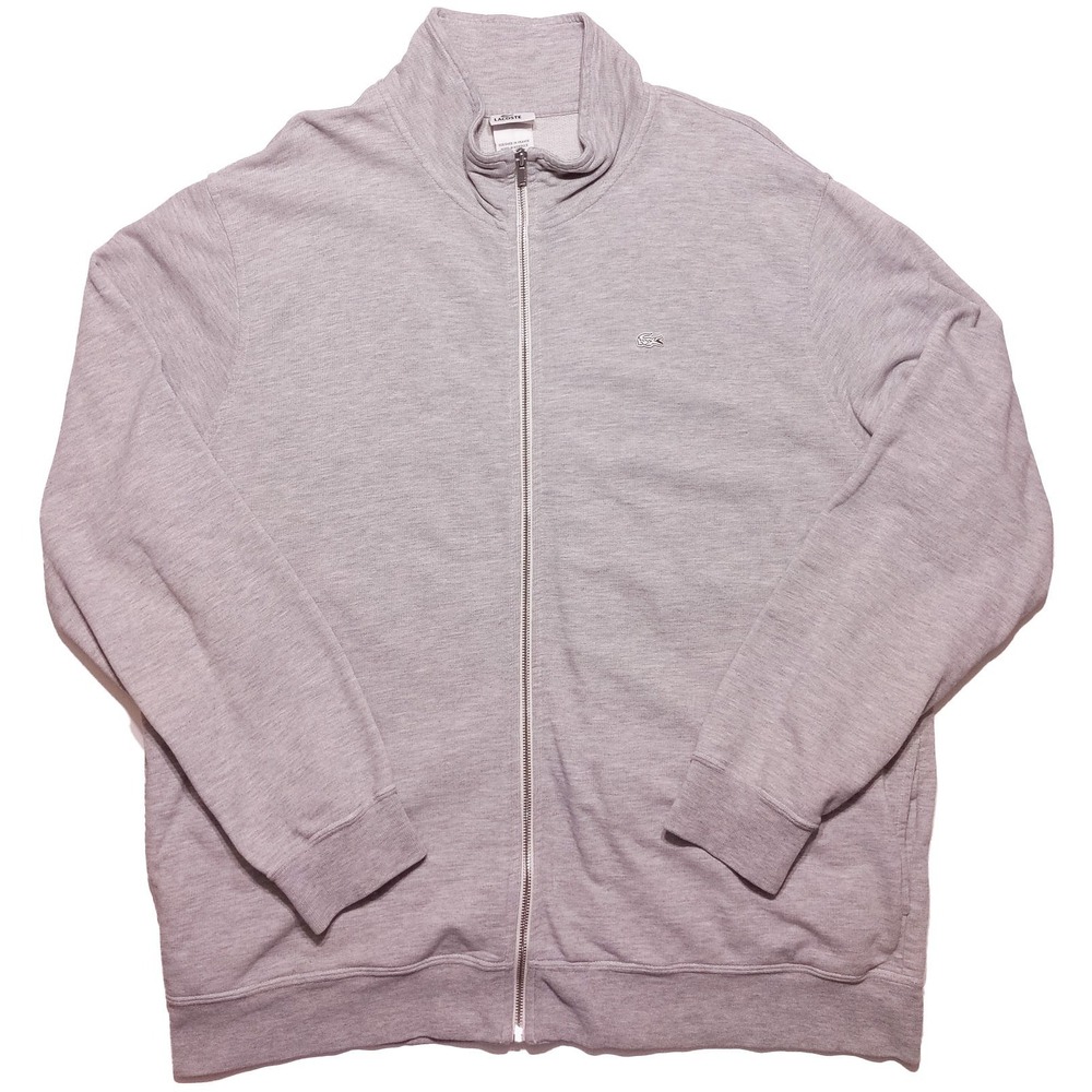 LACOSTE‎ Men's Full Zip Knit Sweater Jacket Vintage Washed Gray Size 9 or 4XL